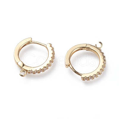 Brass Micro Pave Cubic Zirconia Huggie Hoop Earring Findings ZIRC-G156-07G-1