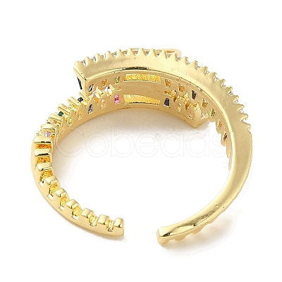 Brass Micro Pave Cubic Zirconia Cuff Rings RJEW-E295-48G-01-1