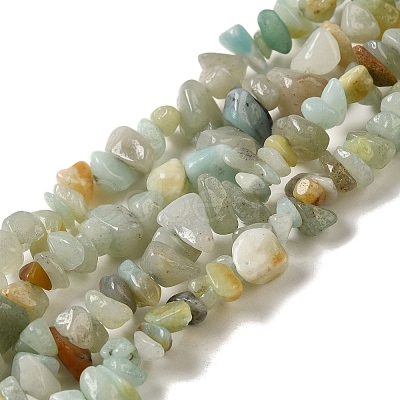 Natural Flower Amazonite Chips Beads Strands G-M205-12-01-1