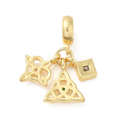 Rack Plating Brass with Cubic Zirconia Pendants KK-Q784-21G-1