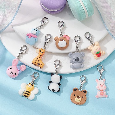 Animal Theme Resin Pendant Decorations HJEW-JM01351-1