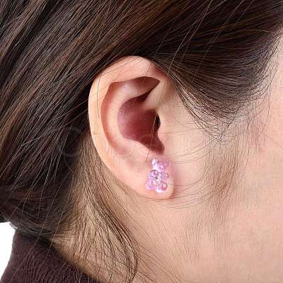 Bear Resin Stud Earrings EJEW-JE04235-M-1