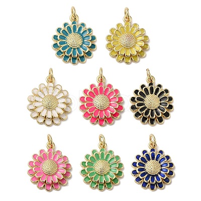 Rack Plating Brass Enamel Pendants KK-B092-28G-1