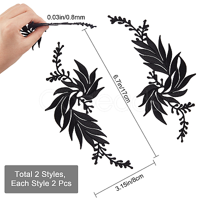 Gorgecraft 4Pcs 2 Style Leaf Computerized Embroidery Cloth Iron on/Sew on Patches DIY-GF0005-33B-1