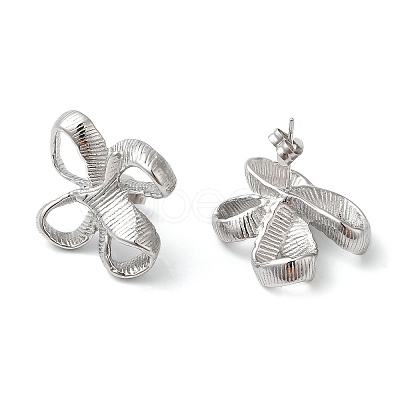 Non-Tarnish 304 Stainless Steel Hollow Flower Stud Earrings for Women EJEW-K244-27P-1