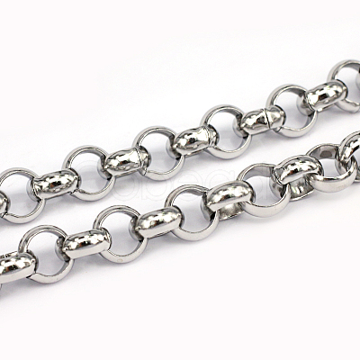 Tarnish Resistant 3.28 Feet 304 Stainless Steel Rolo Chains X-CHS-L001-28-10mm-1