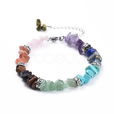 Chip Natural & Synthetic Mixed Stone Bracelets X-BJEW-JB04394-1