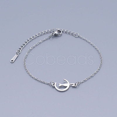 Tarnish Resistant 201 Stainless Steel Kitten Link Bracelets BJEW-T011-JN474-1-1