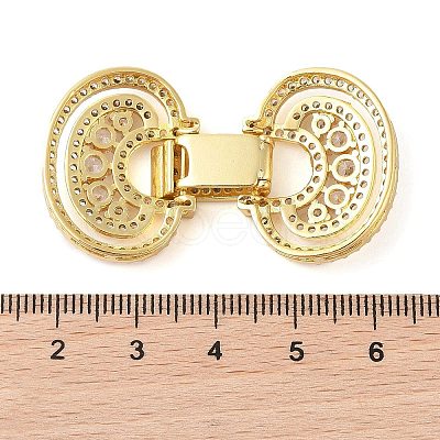 Rack Plating Brass Micro Pave Clear Cubic Zirconia Fold Over Clasps KK-S384-04G-1