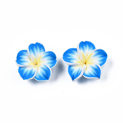 Handmade Polymer Clay 3D Flower Plumeria Beads CLAY-Q192-30mm-05-1