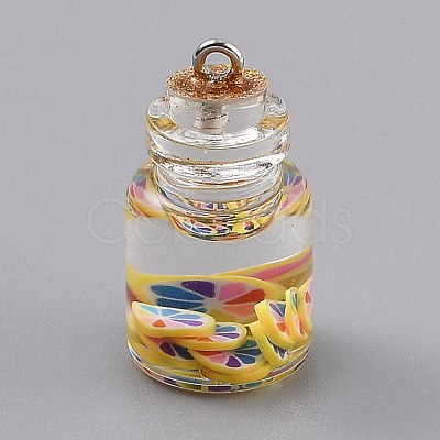 Transparent Glass Wishing Bottle Pendant Decorations EGLA-B002-02E-1