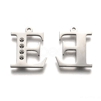 Non-Tarnish 304 Stainless Steel Letter Pendant Rhinestone Settings STAS-Y006-61P-E-1