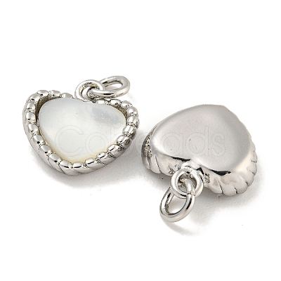 Natural Shell & Brass Heart Charms with Jump Rings KK-P275-08P-1