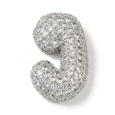 Rack Plating Brass Micro Pave Clear Cubic Zirconia Pendants ZIRC-U002-P-J-1