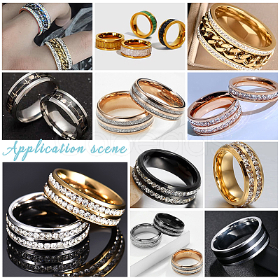 Unicraftale 16Pcs 16 Style 201 Stainless Steel Grooved Finger Ring Settings STAS-UN0044-17-1