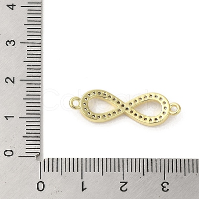 Rack Plating Brass Micro Pave Clear Cubic Zirconia Infinity Connector Charms KK-C052-42B-G-1