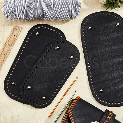 PandaHall Elite 3Pcs 3 Style Oval PU Leather Knitting Crochet Bags Nail Bottom Shaper Pad DIY-PH0009-84-1