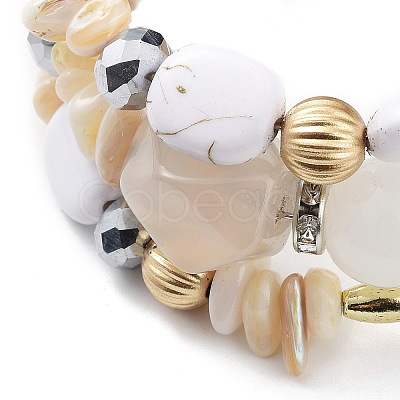 Alloy & Resin Beads Three Loops Wrap Style Bracelet BOHO-PW0001-044A-1