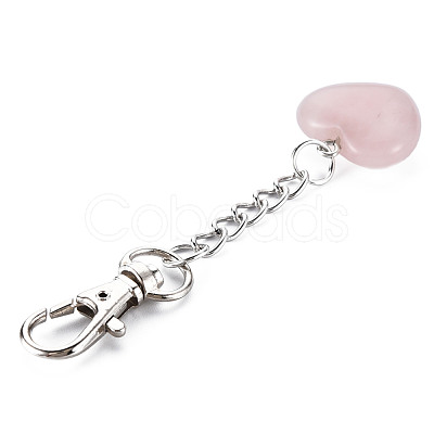 Natural Rose Quartz Keychain G-S299-133J-1