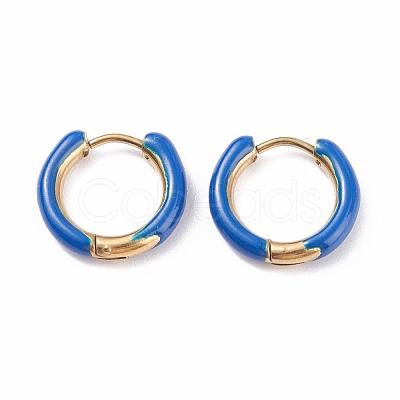 Ion Plating(IP) Two Tone 304 Stainless Steel Chunky Huggie Hoop Earrings with Enamel for Women EJEW-C043-11-G-1