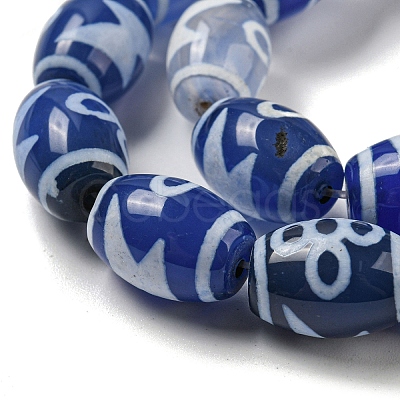 Blue Tibetan Style dZi Beads Strands TDZI-NH0001-C08-01-1