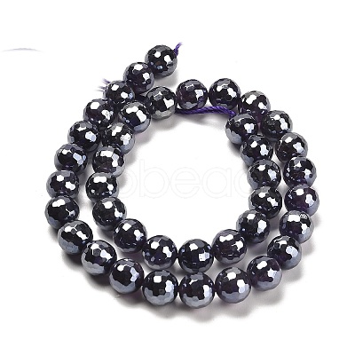 Electroplated Natural Amethyst Round Beads Strands G-L598-A05-03-1