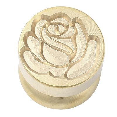 Golden Tone Round Wax Seal Brass Stamp Heads AJEW-M040-01G-H-1