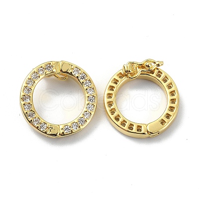 Brass Crystal Rhinestone Twister Clasps KK-P232-03B-G-1