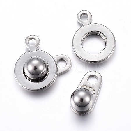 201 Stainless Steel Snap Clasps STAS-C042-03P-1