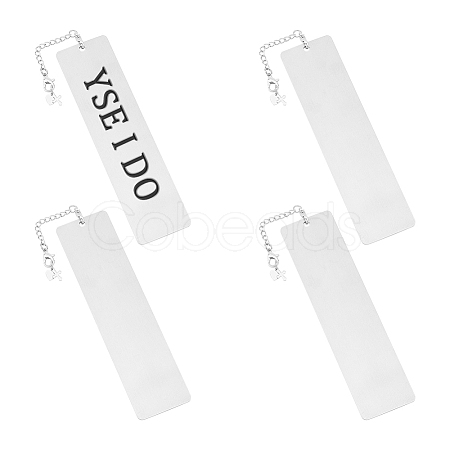 4Pcs Rectangle 201 Stainless Steel Blank Bookmarks AJEW-UN00004-1