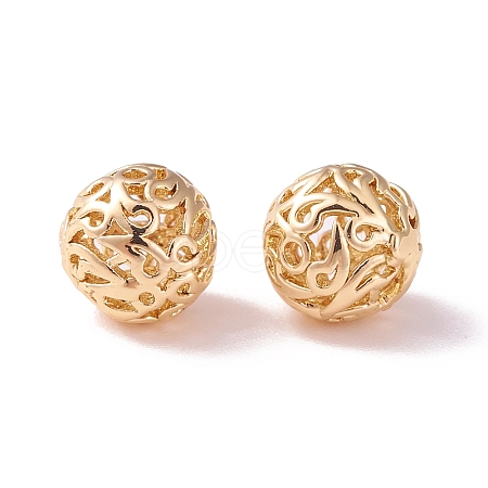 Brass Hollow Round Beads KK-P226-24CG-1