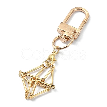 Brass Braided Macrame Pouch Empty Stone Holder for Keychain KEYC-TA00021-02-1