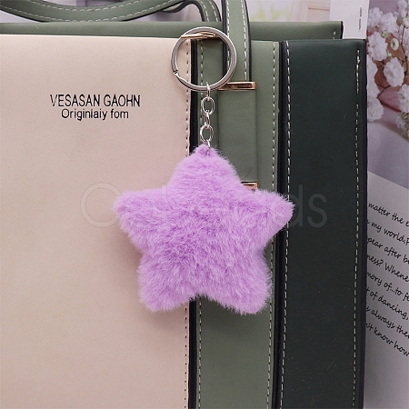 Imitation Rabbit Fur Keychain PW-WGED029-10-1