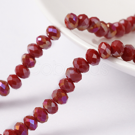 1 Strand Electroplate Opaque Solid Color Crystal Glass Rondelle Beads Strands X-EGLA-F048A-11AB-1