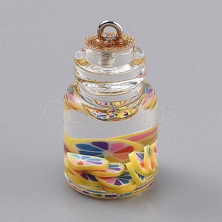 Transparent Glass Wishing Bottle Pendant Decorations EGLA-B002-02E-1