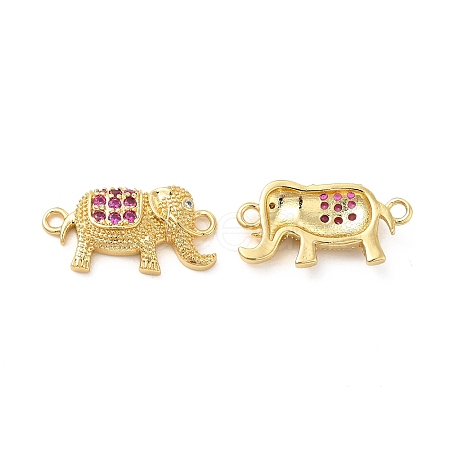 Rack Plating Brass Micro Pave Cubic Zirconia Connector Charms KK-D087-07G-1