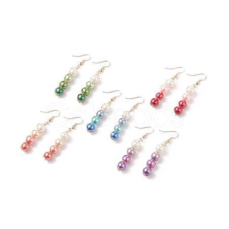 Glass Pearl Dangle Earrings EJEW-JE05035-1