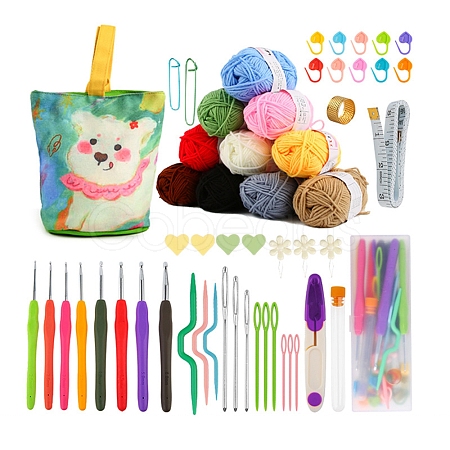Crochet Kits with Yarn Set for Beginners Adults Kids PW-WG76169-04-1