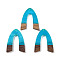 Resin & Wood Pendants, Arch Charms, Dodger Blue, 37.5x28.5x3.5mm, Hole: 2mm