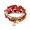 Bohemian Handwork Multi-Colored Stone Beaded Bracelet, Acrylic, Red, Inner Diameter: 1-7/8 inch(4.8cm)