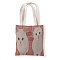 Cat Pattern Canvas Women's Tote Bags, Shoulder Bags for Shopping, Rectangle, Indian Red, 37x33cm