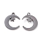 Rack Plating Alloy Pendants, Cadmium Free & Lead Free & Nickle Free, Moon & Star Charm, Gunmetal, 20.5x17x2mm, Hole: 1.5mm