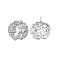 Clear Cubic Zirconia Flower Stud Earrings, Brass Jewelry for Women, Cadmium Free & Nickel Free & Lead Free, Platinum, 19x20mm, Pin: 0.8mm