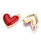 Eco-Friendly Zinc Alloy Pendants, with Enamel, Cadmium Free & Nickel Free & Lead Free, Heart, Light Gold, Crimson, 16x15x3mm, Hole: 1.6mm