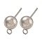 Non-Tarnish 304 Stainless Steel Stud Earring Findings, Round, Stainless Steel Color, 18x7x7mm, Hole: 1.8mm, Pin: 10x0.8mm