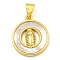 Real 18K Gold Plated Brass Pendants with Shell, Religion, Flat Round, 17.5x15x2.5mm, Hole: 3x5.5mm