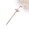 Ancient-Costume Style Alloy Hair Sticks for Women, Glass Sword Hairpin Chopsticks, Light Gold, 205x45mm