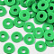 Handmade Polymer Clay Beads, for DIY Jewelry Crafts Supplies, Disc/Flat Round, Heishi Beads, Green, 8x1mm, Hole: 2mm, about 650pcs/50g