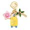 Rack Plating Brass Cubic Zirconia Summer European Dangle Charms, Enamel Luggage& Coconut Tree Large Hole Pendants, Real 18K Gold Plated, Long-Lasting Plated, Cadmium Free & Lead Free, Yellow, 34mm, Hole: 4.5mm