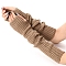 Acrylic Fibers Knitting Long Fingerless Gloves, Arm Warmer, Winter Warm Gloves with Thumb Hole, Camel, 500x70mm